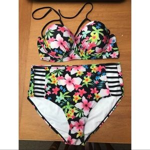 SHEIN Floral Print High Waisted Plus Size Bikini